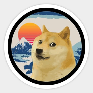 Doge Meme Much Wow japan mount fuji hokusai SHIBA INU Sticker